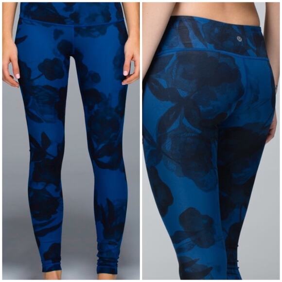 Lululemon Wunder Under Legging Inky Blue Floral 4 - Picture 2 of 10